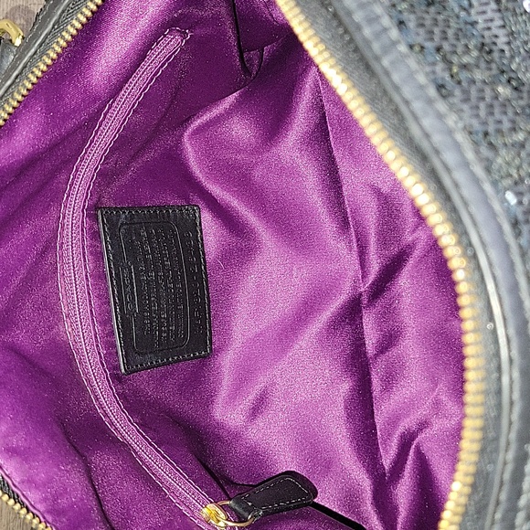 Coach Poppy Black Sequin Signature Satchel Crossbody Shoulder Bag 26438 - Picture 12 of 14